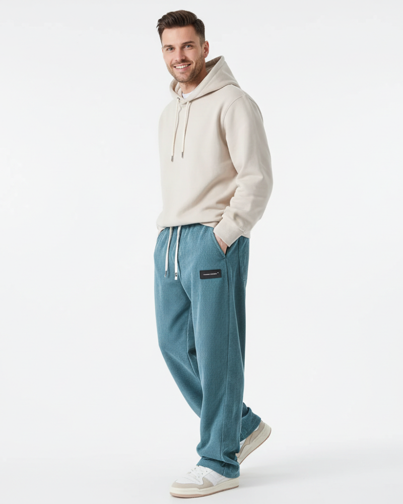 Quinnell Men's Corduroy Trousers – Adjustable Waist with Warm Modern Comfort