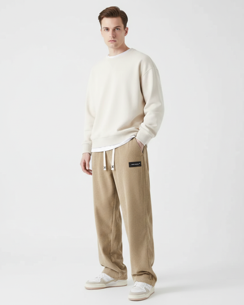 Quinnell Men's Corduroy Trousers – Adjustable Waist with Warm Modern Comfort