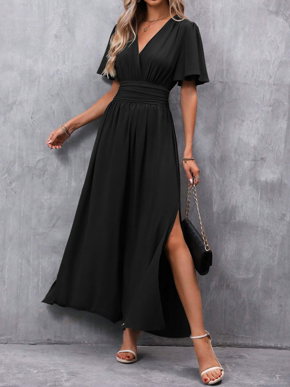 Eliza Women's Belted Flowing Maxi Dress