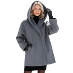 Vicky Women's Oversized Long Coat with Wide Lapels