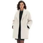 Vicky Women's Oversized Long Coat with Wide Lapels