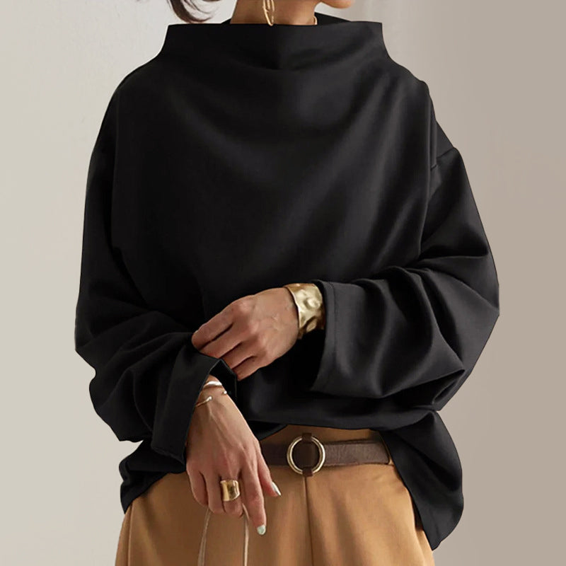 Women’s Oversized Top with Folded Collar Design