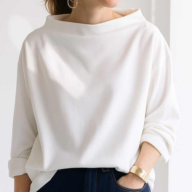 Women’s Oversized Top with Folded Collar Design