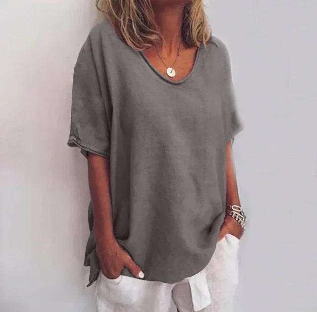 Ana Women's Short Sleeve Loose Fit Blouse