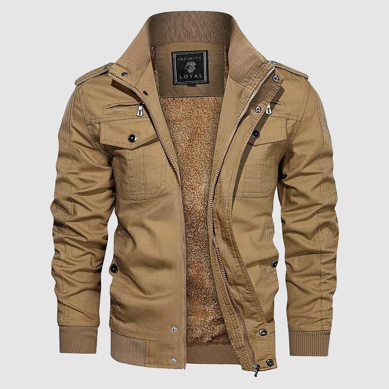 Aiden Men's Aviator Jacket – Warm Pilot Jacket with Fleece Lining and Stand-Up Collar