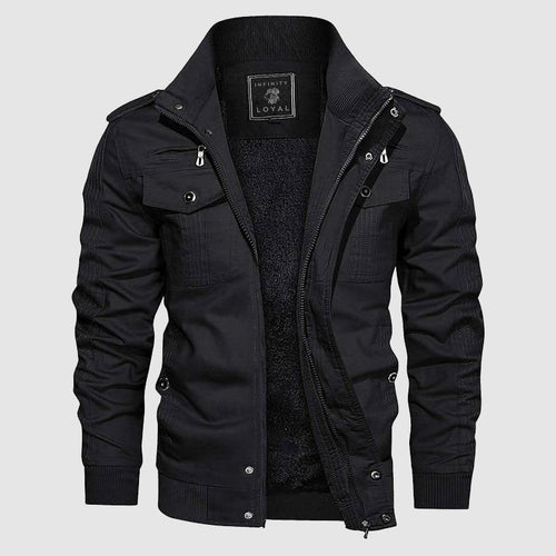 Aiden Men's Aviator Jacket – Warm Pilot Jacket with Fleece Lining and Stand-Up Collar