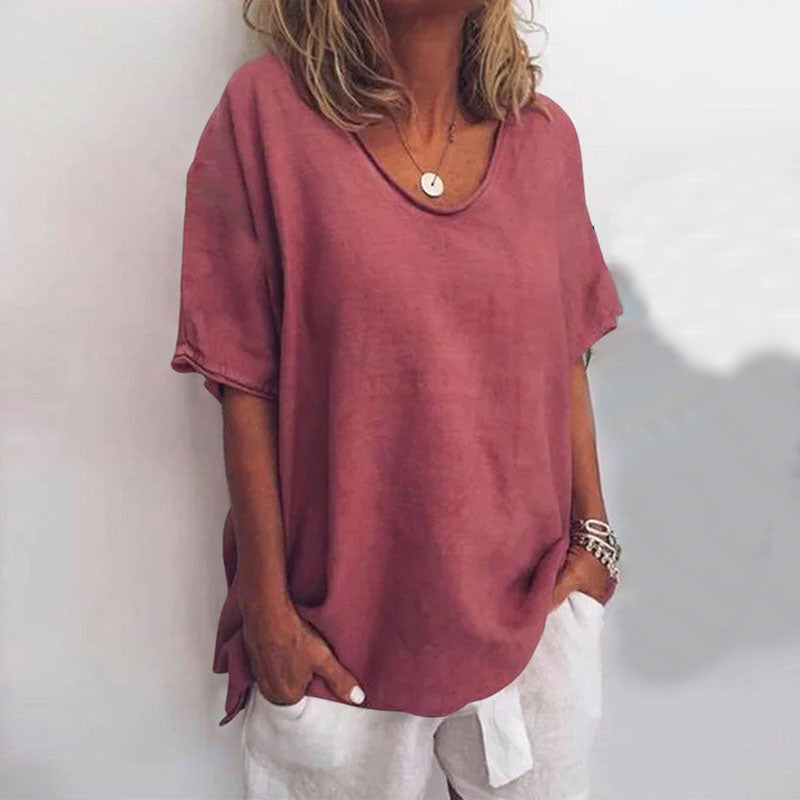Ana Women's Short Sleeve Loose Fit Blouse