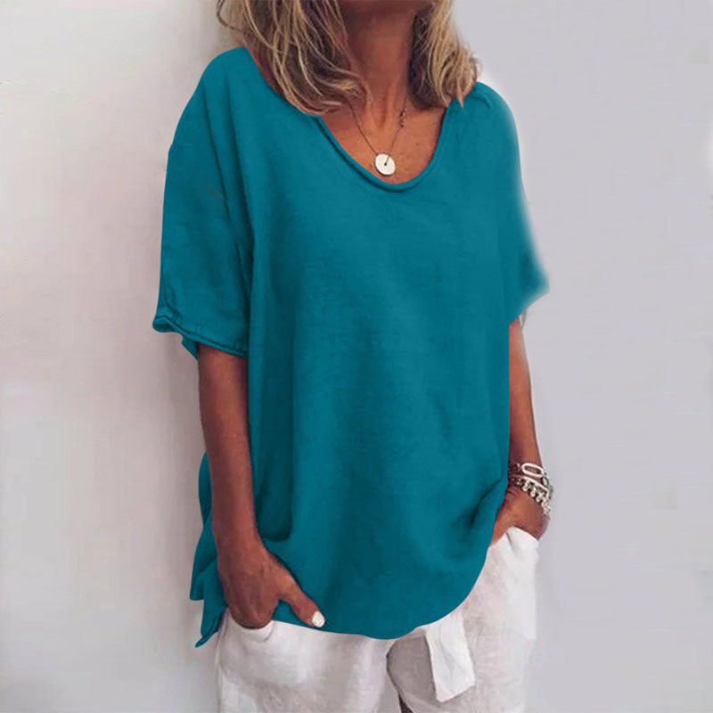 Ana Women's Short Sleeve Loose Fit Blouse