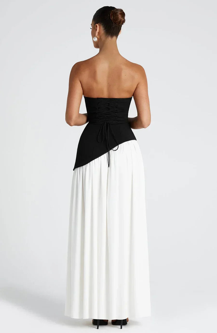 Victoria Women's Strapless Two-Tone Evening Gown with High Slit