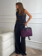 Freya Women's Linen Vest and Wide Leg Trouser Set