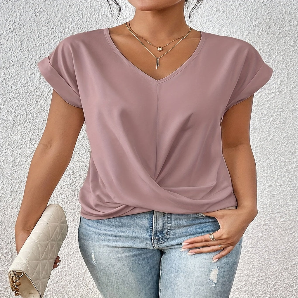 Yasmine Women's V-Neck Draped Knot Top